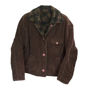 Vintage Y2K early 2000s sherpa lined corduroy coat